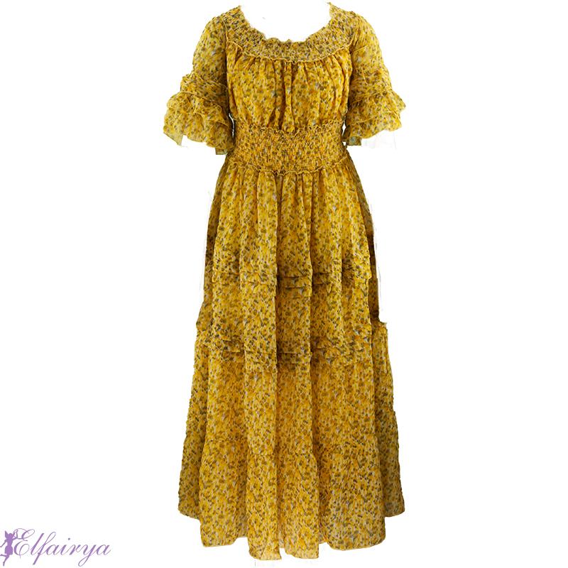Gelbes Sommer Kleid im "Bohemian Style"